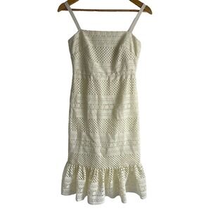 J Crew Women’s‎ Size 0/ XS Cream Lace Geometric Midi Dress
